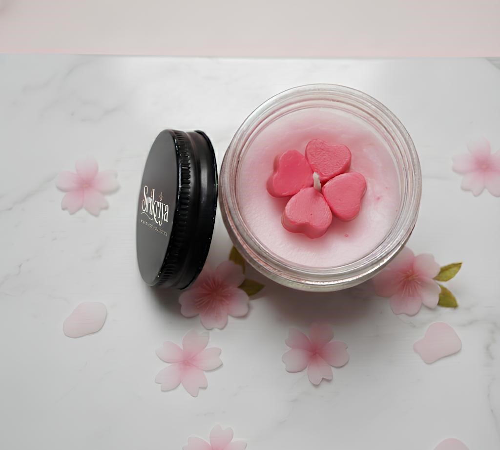Pink heart jar candle